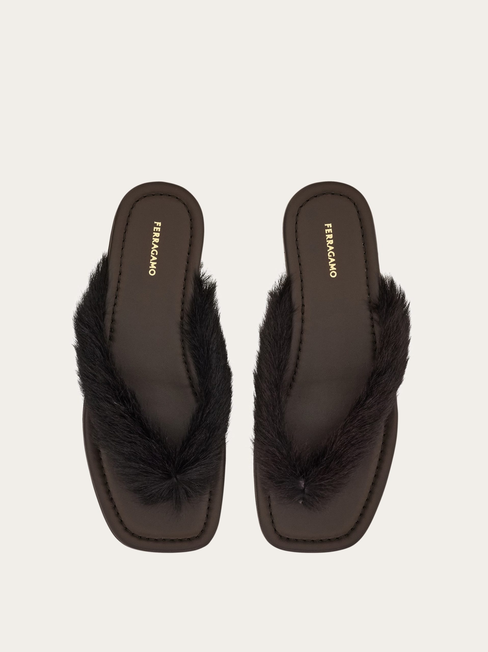 Ferragamo Thong sandal with fur detail - Image 2